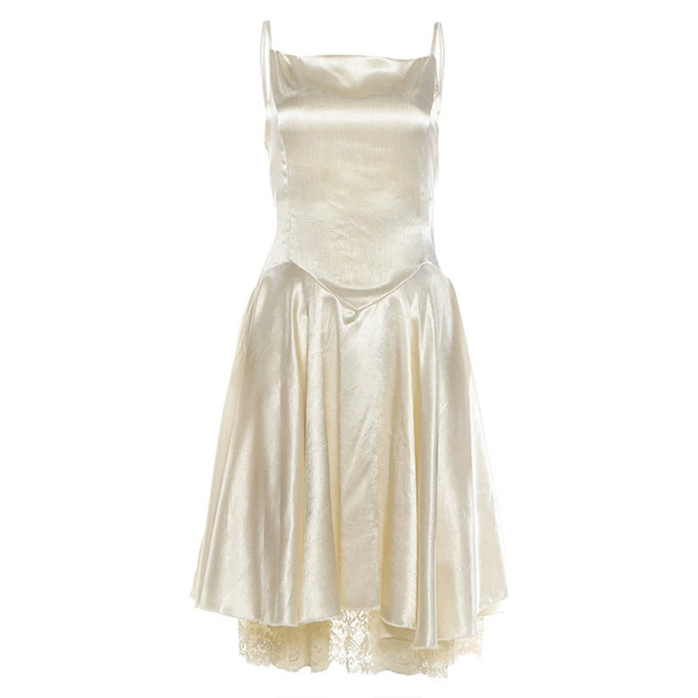 Zara Summer Spaghetti Strap Dress Solid Color Midi Lace Lining - Picture 6 of 6